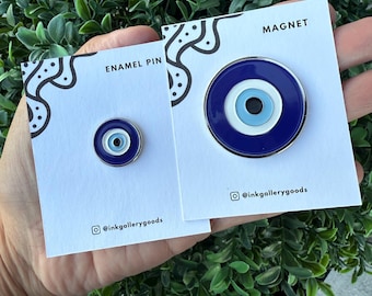 Evil Eye Enamel Pin or Magnet | Blue Nazar Protection Charm | Lucky Eye Gift | Greek Turkish Symbol