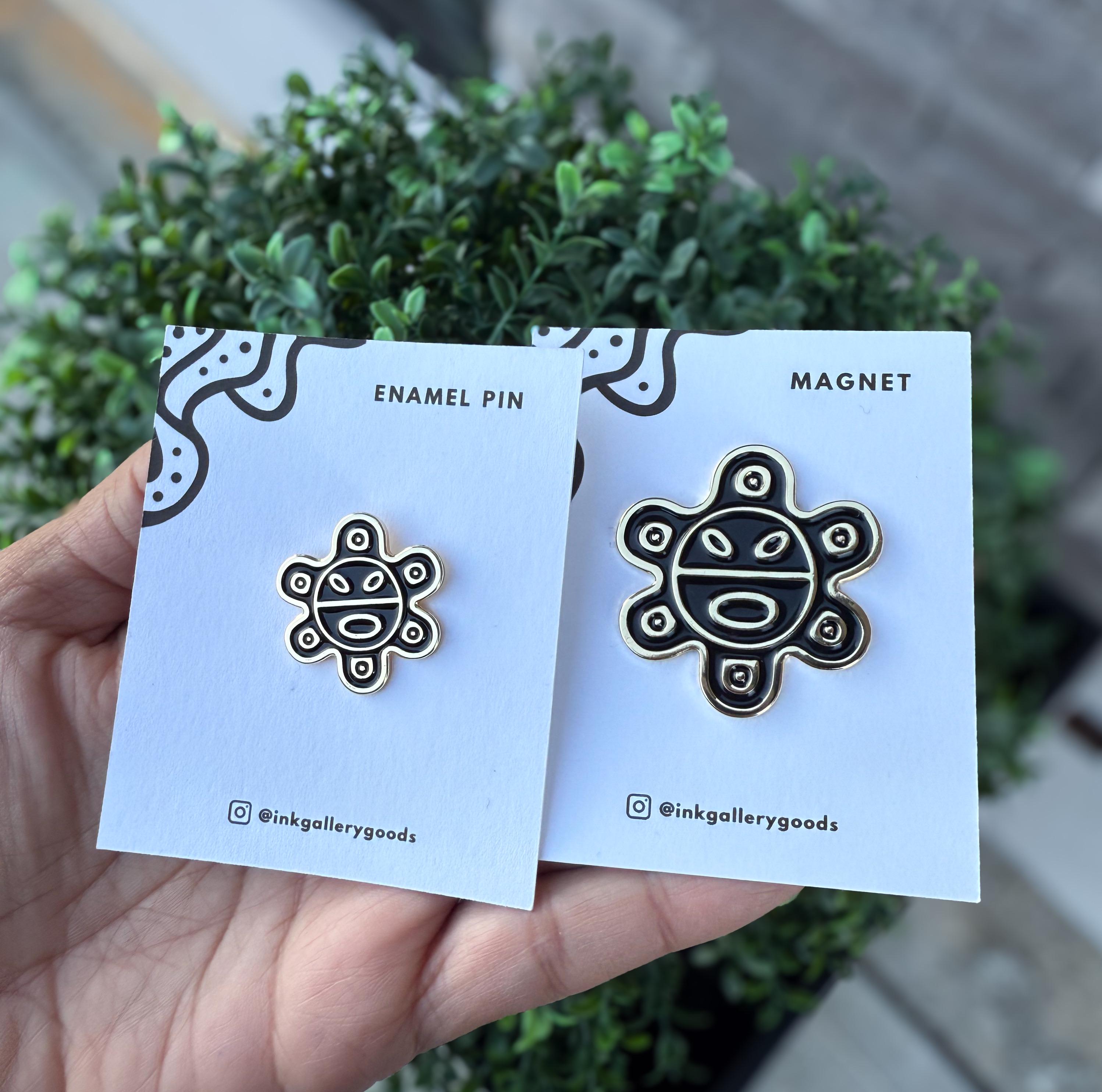 tunagute(ツナグテ) PON!PON!ribbon beret Taino Sun Pin or Magnet | Puerto Rican Indigenous Symbol | Boricua