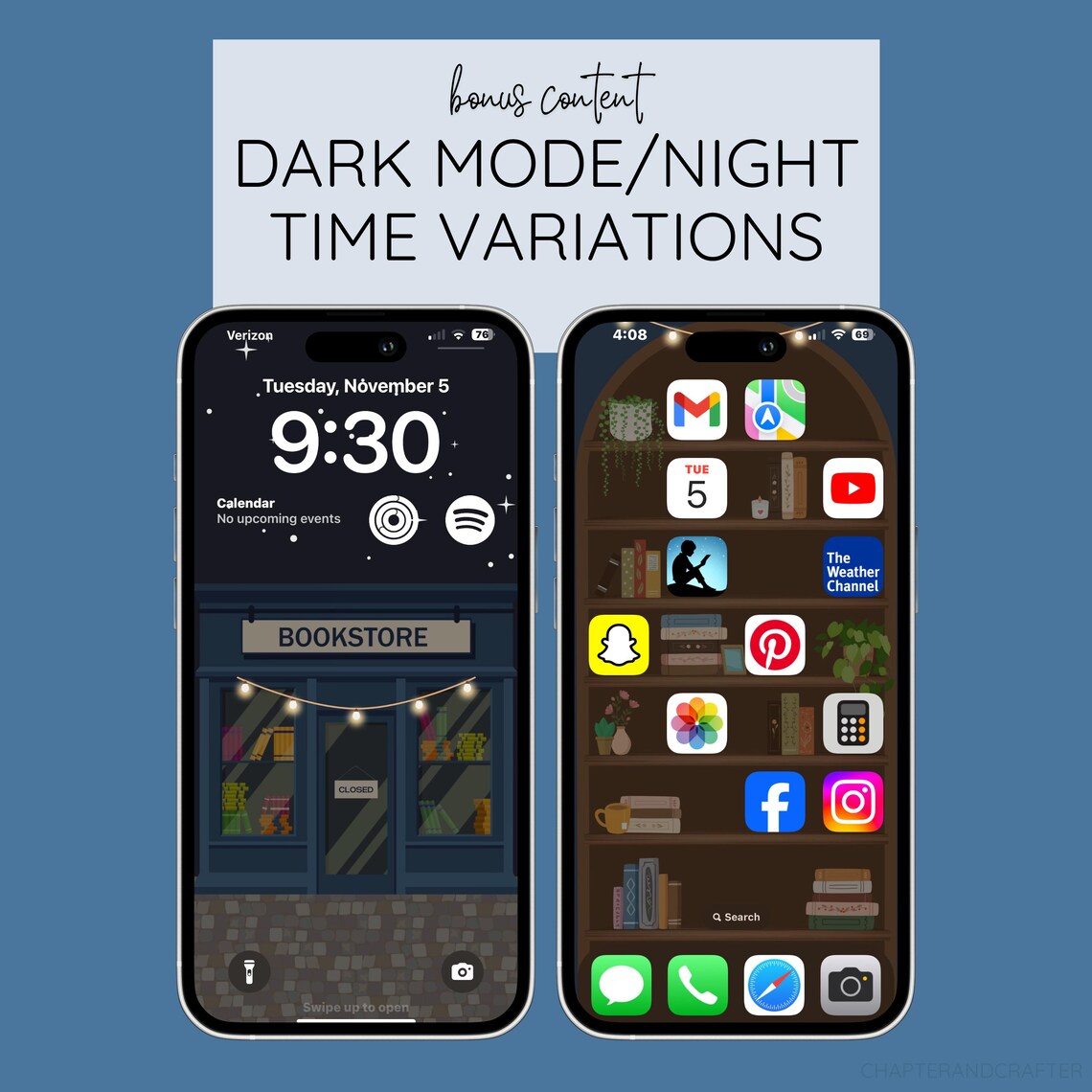 Bookstore Bookshelf iPhone Wallpaper | Digital Background for Ios 18 ...