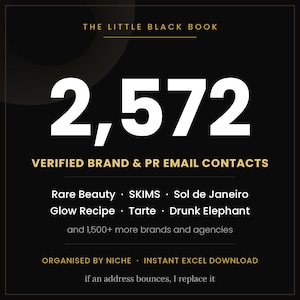 Brand Email List, 2,500+ Verified PR Contacts for UGC Creators, Beauty Fashion Influencer Pitching, Instant Excel Download