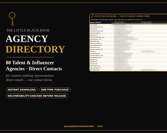 Talent Agency Directory | 80 Influencer UGC Agencies with Direct Emails, Creator Representation List, Get Signed, Brand Deals, Download