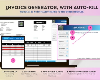 Automatisierter Rechnungssteller | Rechnungen, Kunden und Produkte | Ideal für ein kleines Unternehmen | Inklusive Einschulungsvideo | Im Excel