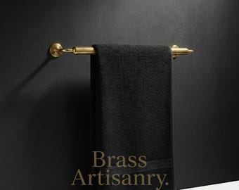 Toallero de latón macizo, soporte de pared sin lacar, barra de baño artesanal