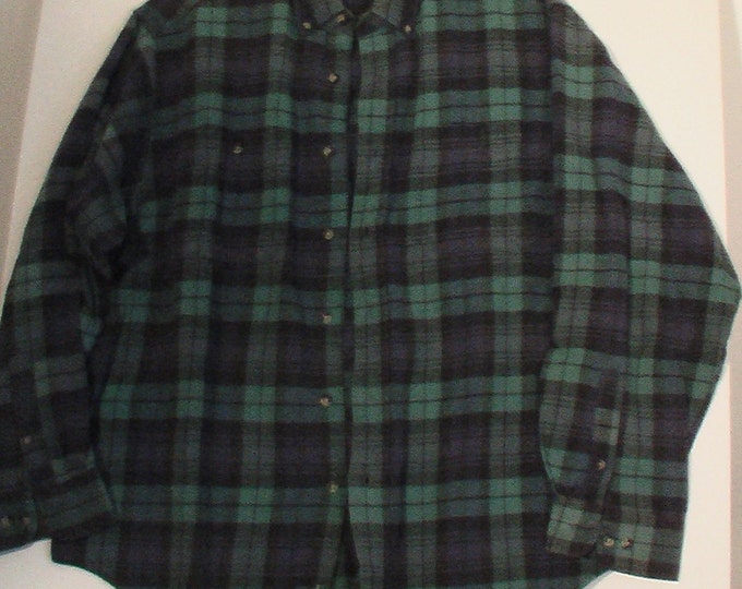 Men's Vintage Cotton Flannel Shirt Grunge 80s Green Plaid - Etsy