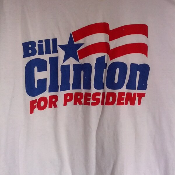 Bill Clinton for President tshirt men xl 90s shirt Presidential nostalgia memorabilia campaign