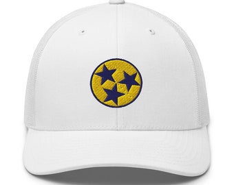Tennessee Tri-Star (navy and gold) Trucker Cap | Music City Embroidered Hat | Nashville Gift for Him Her