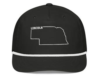Lincoln Nebraska Rope Cap | Lincoln Nebraska Trucker Hat | Lincoln Embroidered Hat | Lincoln Gift for Him Her