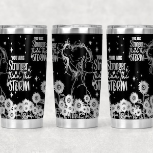 Daily Affirmations Tumbler Wrap Laser Svg, 20 oz Tumbler Laser Engraved File Design,Sunflowers You are Stronger Tumbler Wrap Laser Engraving