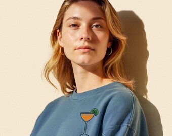 Daiquiri Cocktail Embroidered Sweatshirt: Soft Touch Comfort Colors Outfit, Comfortable Relaxed Street Wear, Unique Gift for Her