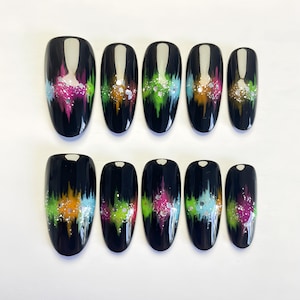 Uñas postizas ovaladas LGBT+ PRIDE Rainbow, bandera del orgullo, uñas del orgullo, uñas de arcoíris, uñas de moda, uñas pintadas a MANO, regalos del mes del orgullo.