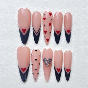 Almond Valentine&#39;s Day Press On Nails: Love Heart False Nails