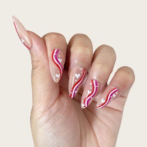 Almond LGBT+ Pride Rainbow Press On Nails: Hand-Painted Pride Flag