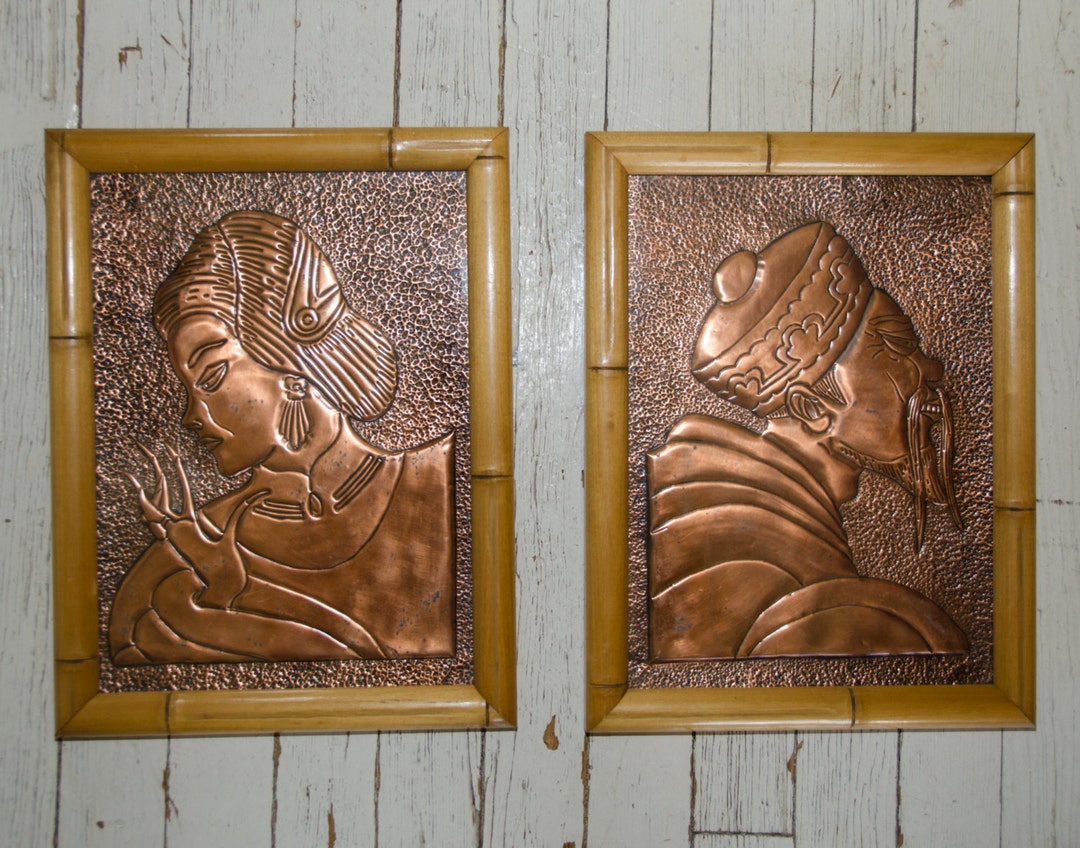 Vintage Pair of 1940's Framed Embossed Hammered Copper - Etsy
