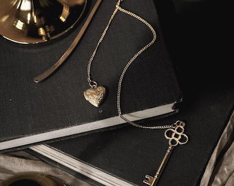Heart Locket & Key Metal Hook Bookmark