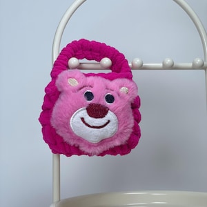 handmade crocheted/ knitted Lotso bag/ mini bags/coin bags/keychain/decoration