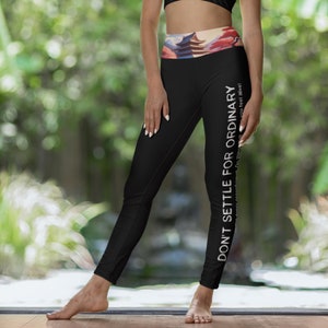 Yoga Leggings, Japanese Scenery Waistband, High Waisted Leggings, Don&#39;t Settle for Ordinary, Workout Pants, Athletic Tights, Fitness