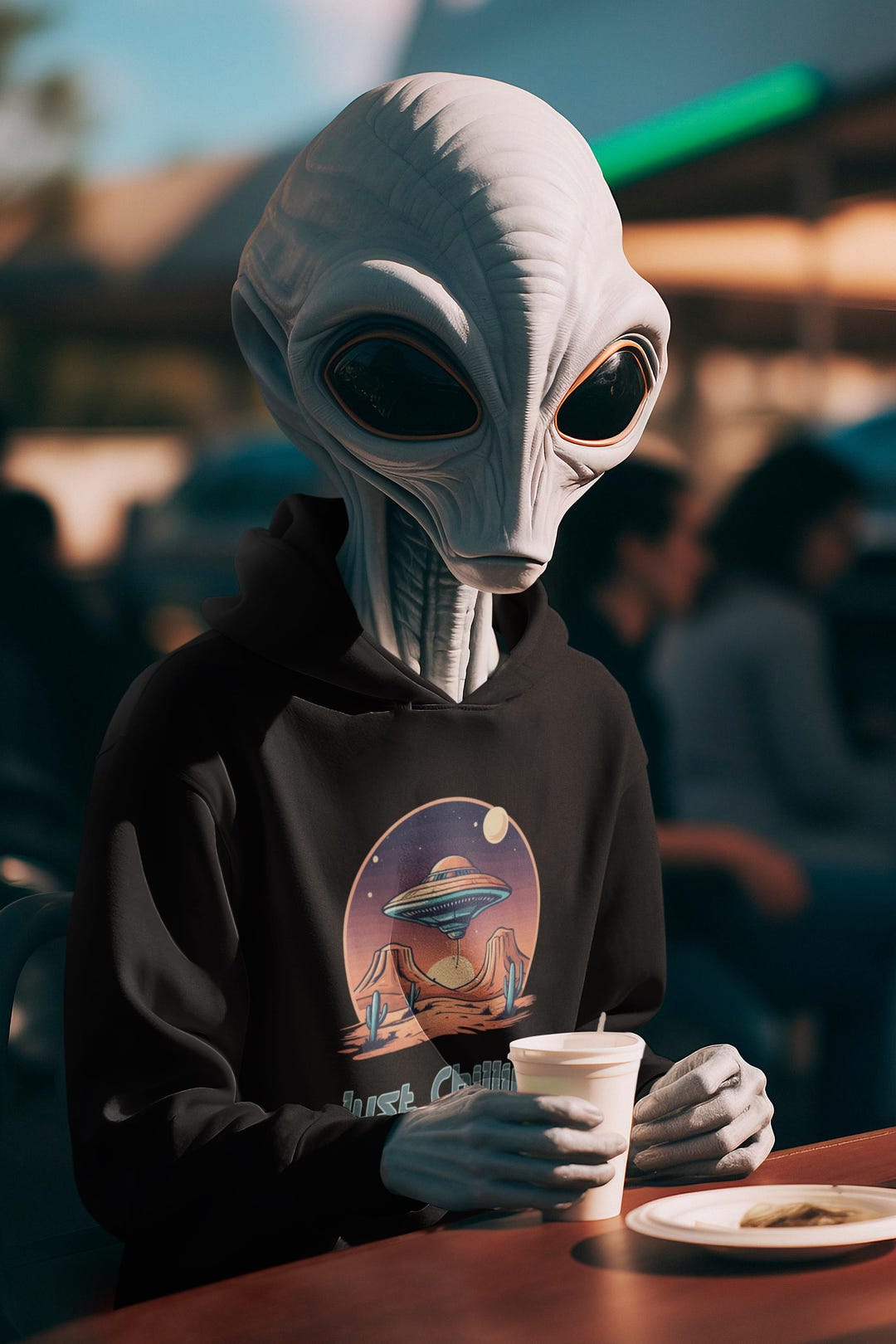 Funny UFO Hoodie, Aliens Just Chillin,sweatshirt, Extraterrestrial ...