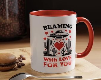 Tasse à café rétro d'enlèvement d'extraterrestres, cadeau pour amoureux des ovnis de la Saint-Valentin