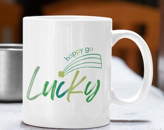 Happy Go Lucky St Patricks Day Mug: Multi Color Coffee Mug