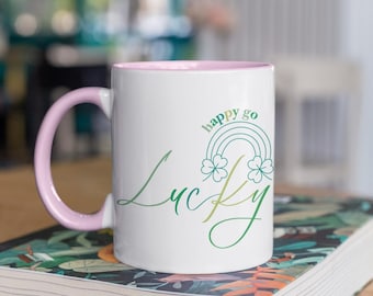 Happy Go Lucky St Patricks Day Mug: Multi Color Coffee Mug