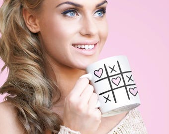 Tic Tac Toe Valentines Mug, Tic Tac Toe Mug, Valentines Coffee Mug, Heartfelt Mug, Gifts For Wife, Gifts For Girlfriend, Wife Coffee Mug