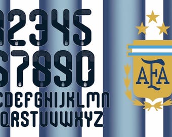 Argentina 2026 Jersey font svg | Football Numbers & Letters Vector Pack | Soccer Shirt Typography | AI EPS PNG Cricut Files