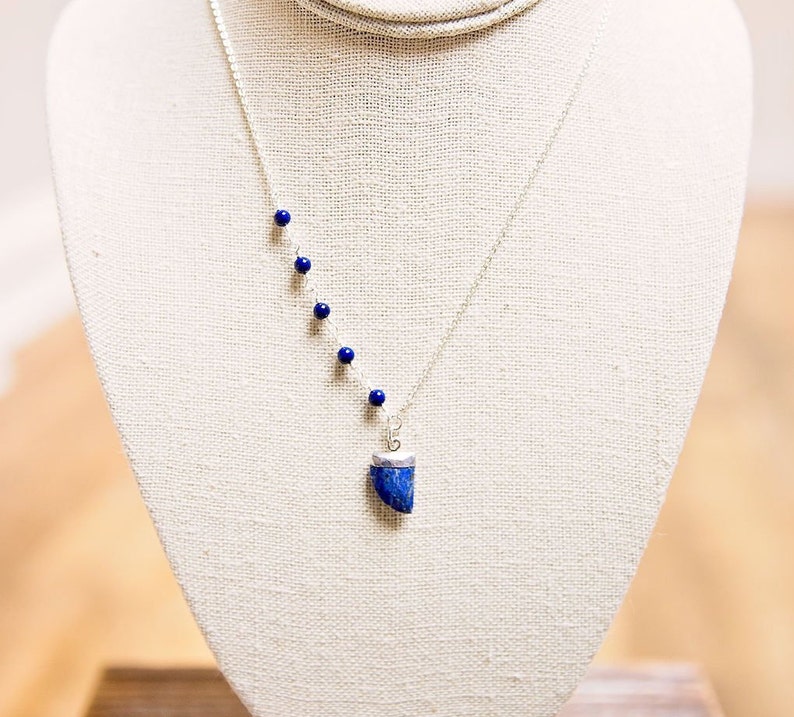 Asymmetrical Blue Blue Lapis and Sterling Silver Necklace image 4