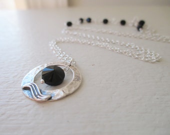 Dark Moon Necklace - Black Spinel and Sterling Silver Necklace