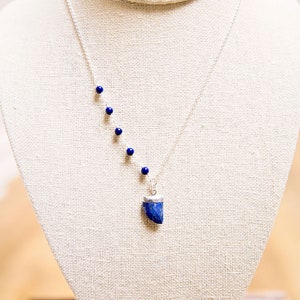 Asymmetrical Blue Blue Lapis and Sterling Silver Necklace image 2