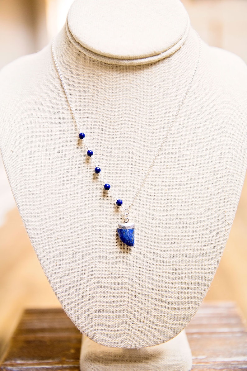 Asymmetrical Blue Blue Lapis and Sterling Silver Necklace image 2