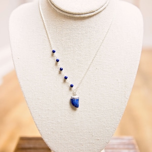 Asymmetrical Blue Blue Lapis and Sterling Silver Necklace image 1