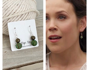 Worn on When Calls the Heart - Fluted Green Earrings