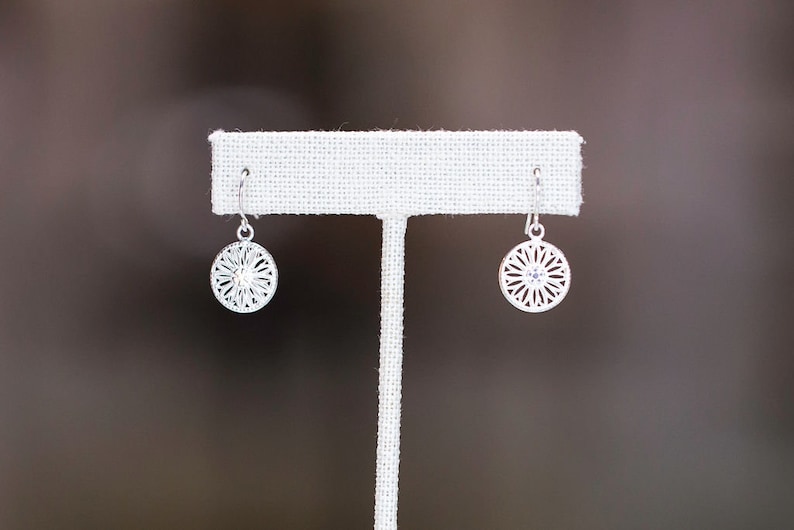 Sterling Silver Filigree Snowflake Earrings 画像 1