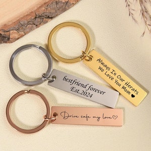 Personalized Engraved Stainless Steel Keychain, Drive Safe Keychain, Anniversary Gift for Him