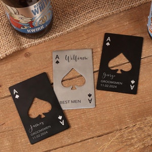 Personalisierter Flaschenöffner, Ace of Spades Flaschenöffner, Poker Geschenk, Name Flaschenöffner, Party Favor, Groomsmen Vorschlag, Groomsman Geschenk