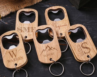Llavero abrebotellas personalizado, abrebotellas de madera grabado a medida, regalo para novio, regalo de cumpleaños, regalos de propuesta de padrino, regalo para él