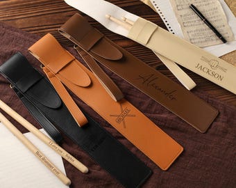 Estuche de cuero para baquetas, bolsa personalizada para baquetas, regalo para bateristas, funda de cuero para baquetas, regalo para músicos, funda para baquetas