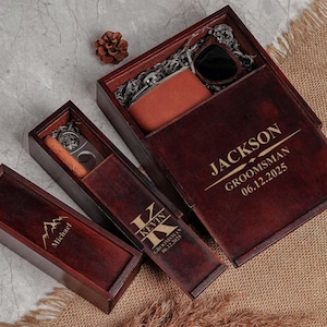 Personalisierte Groomsmen Geschenke Box, Gravierte Holz Geschenkbox, Trauzeugen Geschenk, Groomsmen Zigarrenkiste, Groomsmen Vorschlag, Leere Holzkiste