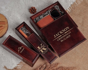 Scatola regalo personalizzata per testimoni dello sposo, scatola regalo in legno incisa, scatola per sigari per testimoni dello sposo, regali per la proposta di matrimonio dei testimoni dello sposo