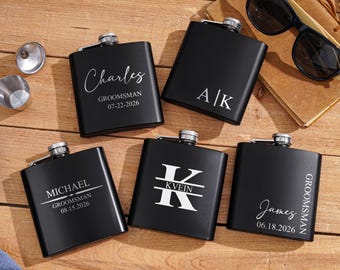 Personalized Leather Flask for Men,Personalized Hip Flask,Groomsmen Gifts,Custom Groomsmen Flask,Engraved Leather Flask,Best Man Flask Gifts