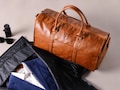 Personalized Mens Leather Garment Duffle Bag, Groomsmen Gifts, Groomsman Suit Bag, Custom Waterproof Weekender Bags