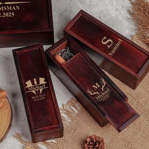 Personalisierte Groomsmen Geschenke Box, Groomsmen Zigarrenkiste, Gravierte Holz Geschenkbox, Trauzeugen Vorschlag, Benutzerdefinierte leere Holzkiste