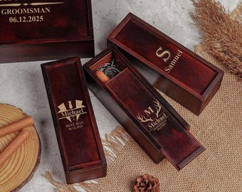 Personalized Groomsmen Gifts Box, Groomsmen Cigar Box, Engraved Wooden Gift Box, Best Man Gift, Groomsmen Proposal, Custom Empty Wood Box