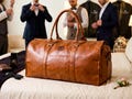 Personalized Leather Duffle Bag for Men, Groomsmen Gifts, Weekender Travel Bag, Groomsman Proposal Gift