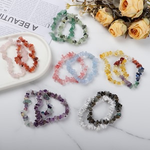 Handmade Crystal Chip Bracelet – Handmade Natural Gemstone Jewelry, Healing Gemstone Jewelry for Balance & Boho Chic