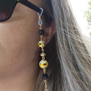 Sunflower Lanyard Glasses Chain Gold Lanyard for Sunglasses Gift for Her Glasses Neck Strap Lanyard Glasses Anniversary Jewelry for Women