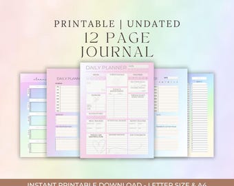 Printable Daily Planner Journal: Undated Productivity Pages (Digital Download)