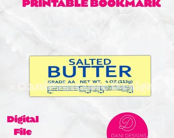 Butter Printable Bookmark: Gift for Book Lovers (PNG, PDF)