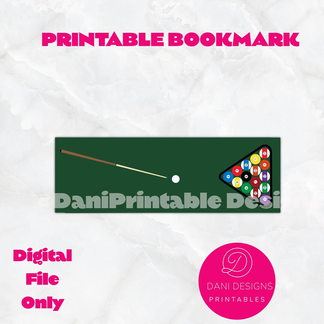 Table Bookmark Pool Table Bookmark: Gift for Book Lovers (digital Download) - Etsy