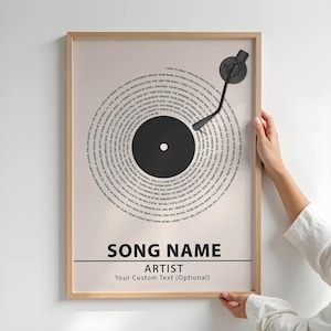 song lyrics wall art, personalized music poster, song lyric art, music custom print, canvas vinyl lyric poster, favorite song poster